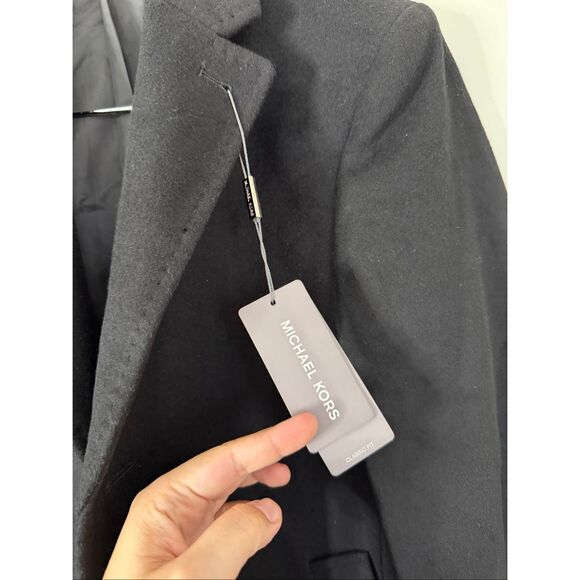 Michael Kors Kavon Classic Fit Wool Blend Black Overcoat Size 38R  NEW - Picture 8 of 8